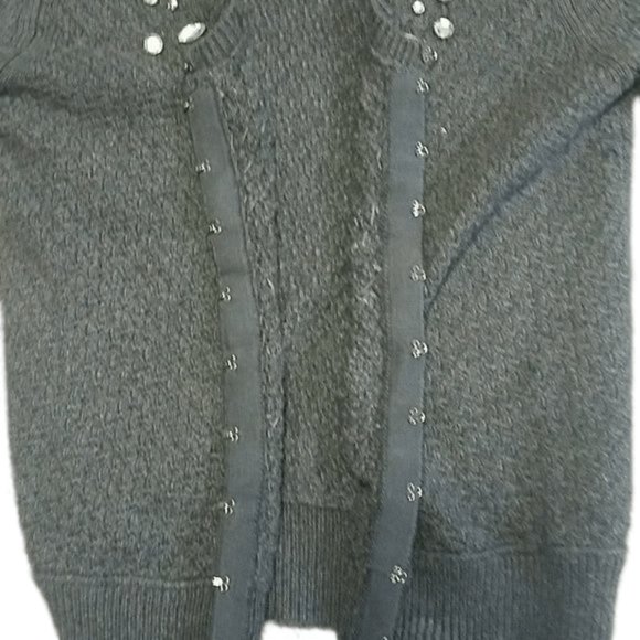 American Eagle Gray Cardigan Sweater Shirt with Jewels Size Small AESHIRT10 - Picture 4 of 4